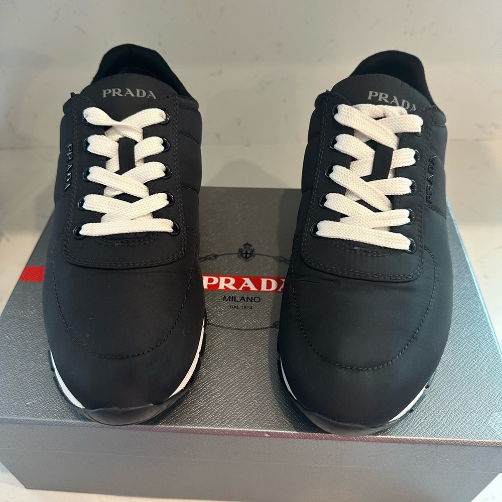 Prada Black Nylon Sneakers – Size 38.5 / US 8.5 Authentic